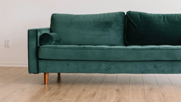 green fabric sofa